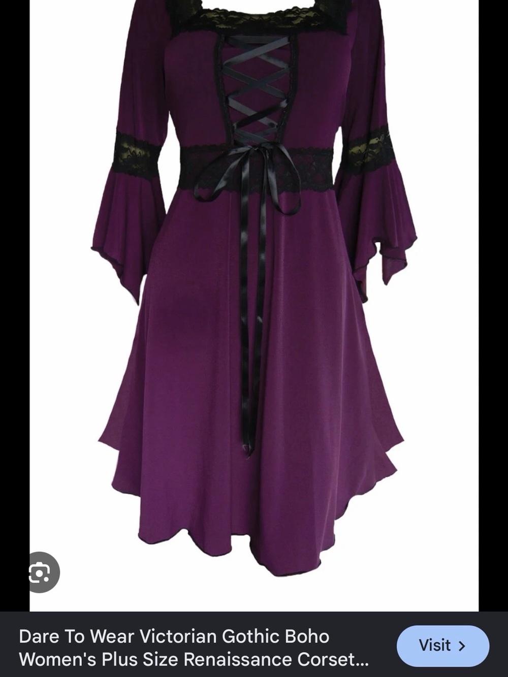 Victorian Gothic Boho Corset Dress - Purple
